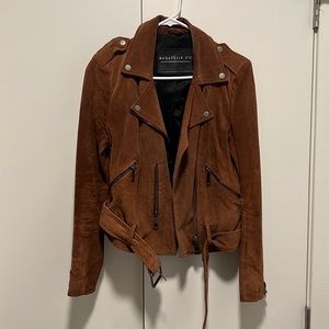 Real suede leather moto jacket
